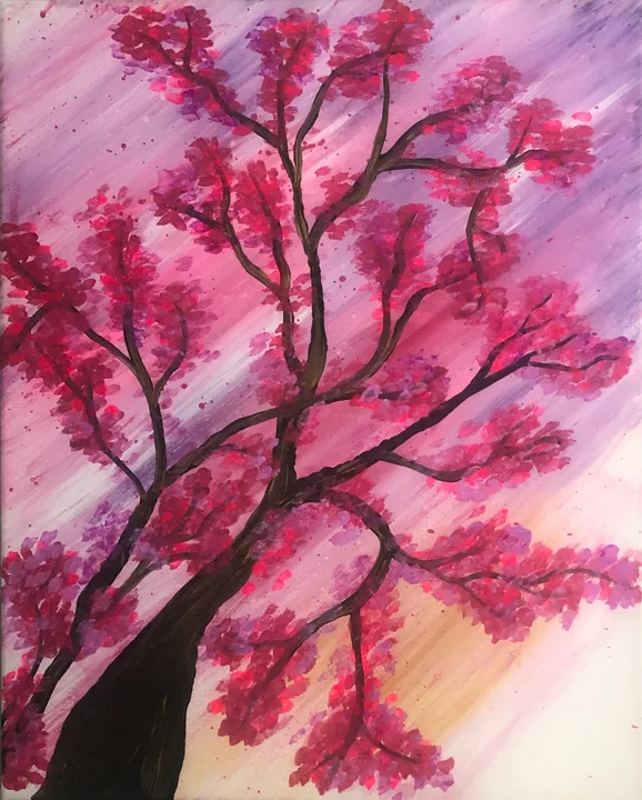 Pink blossoms painting from the emorbe class collection.
